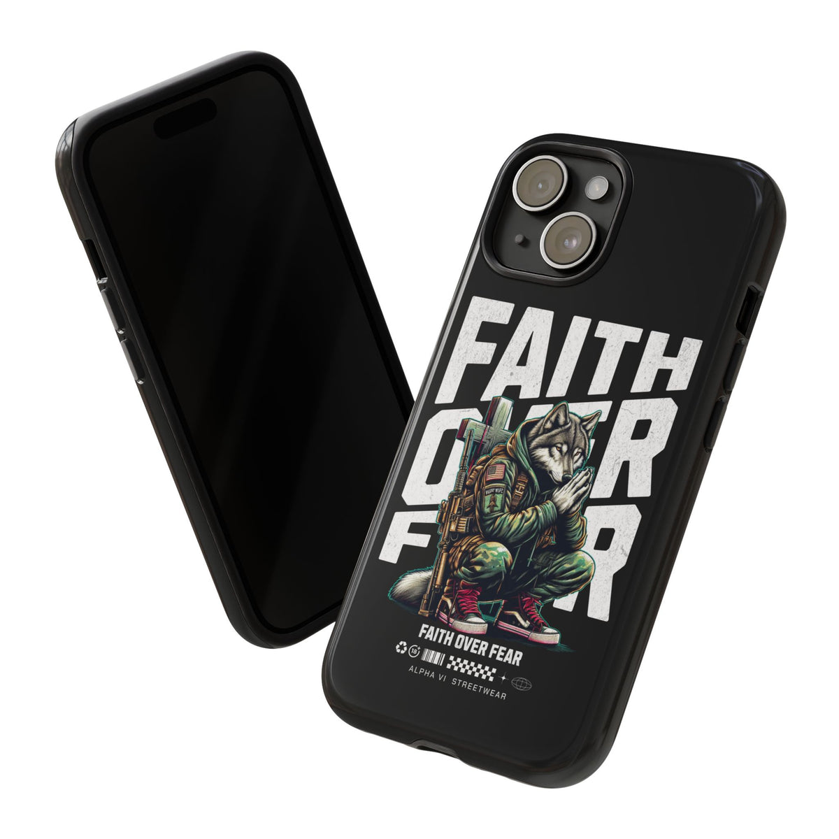 Faith Over Fear Wolf Warrior Tough Phone Case