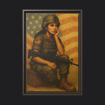 Waiting Warrior – Spirit Edition Framed Canvas