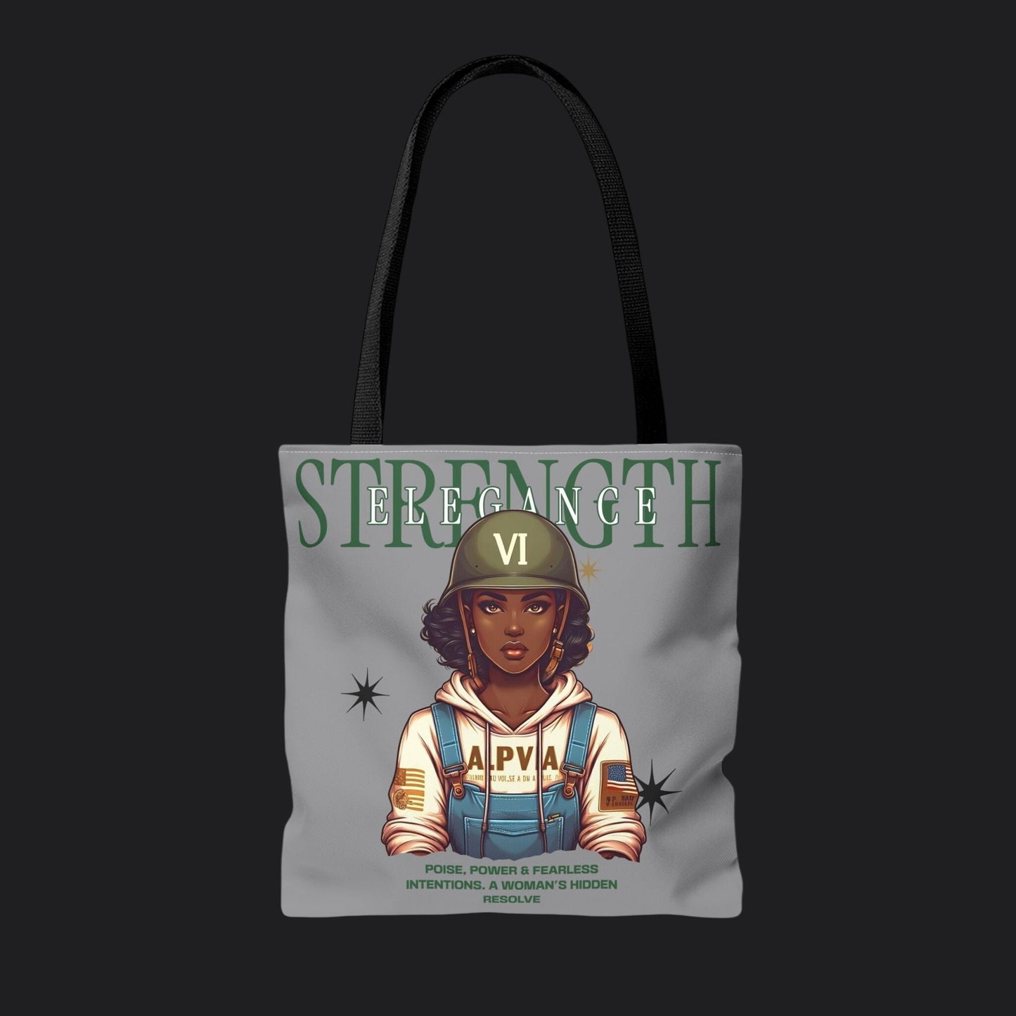 Strength and Elegance Heritage Edition Tote Bag — Military Women Veteran Canvas Bag
