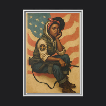 Waiting Warrior – Heritage Edition Framed Canvas