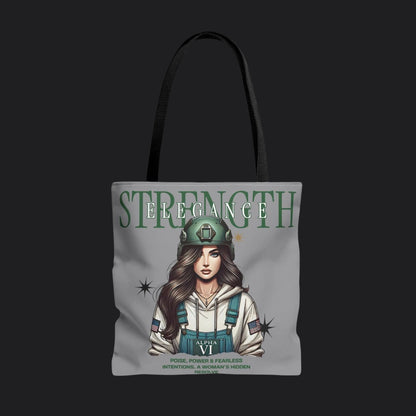 Strength and Elegance Tote Bag — Military Women Veteran Gift Canvas Bag