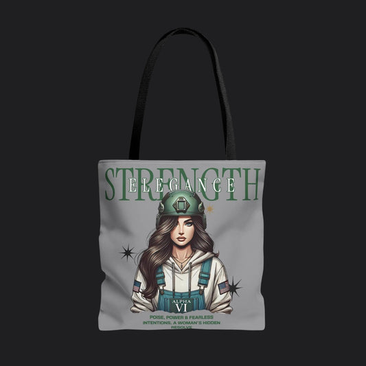 Strength and Elegance Tote Bag — Military Women Veteran Gift Canvas Bag
