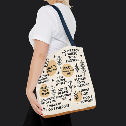 Faith Over Fear Christian Affirmation Tote Bag — Christian Gift Canvas Bag