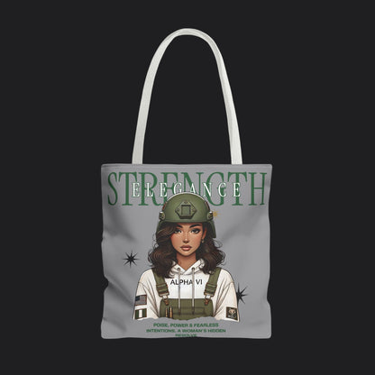 Strength and Elegance Spirit Edition Tote Bag — Military Women Veteran Canvas Bag