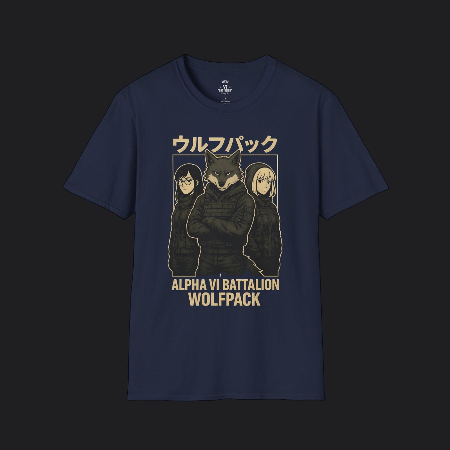 Alpha VI Battalion Wolf Pack Anime Tee — Military Wolf Pack Veteran T-Shirt