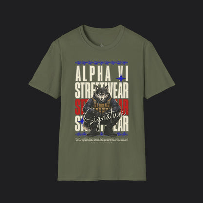 Alpha VI Streetwear Signature Tee AlphaWolf — Military Urban Veteran T-Shirt