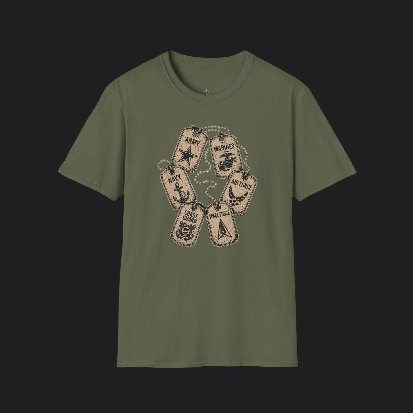 All Branches Served Dog Tag Tee — Military Pride Veteran T-Shirt