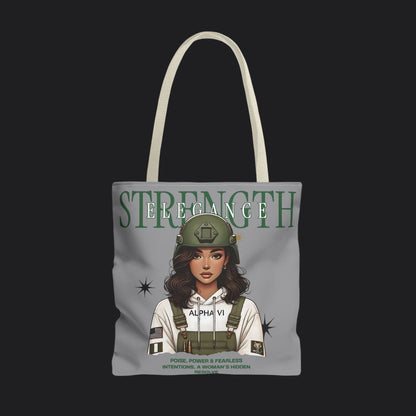 Strength and Elegance Spirit Edition Tote Bag — Military Women Veteran Canvas Bag
