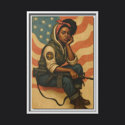 Waiting Warrior – Heritage Edition Framed Canvas