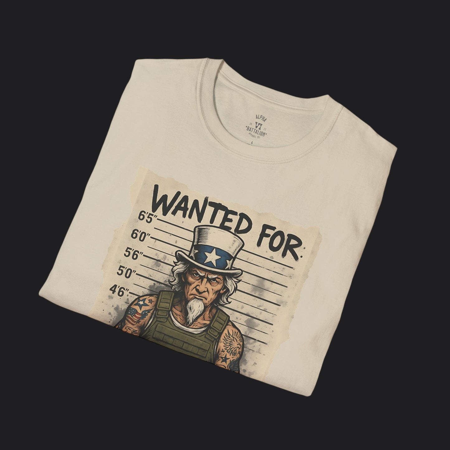 Wanted For Patriotism Tee — Funny Patriotic Veteran Military T-Shirt