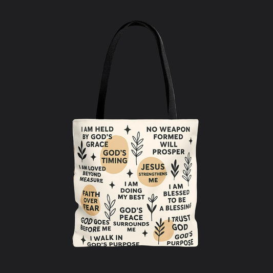 Faith Over Fear Christian Affirmation Tote Bag — Christian Gift Canvas Bag