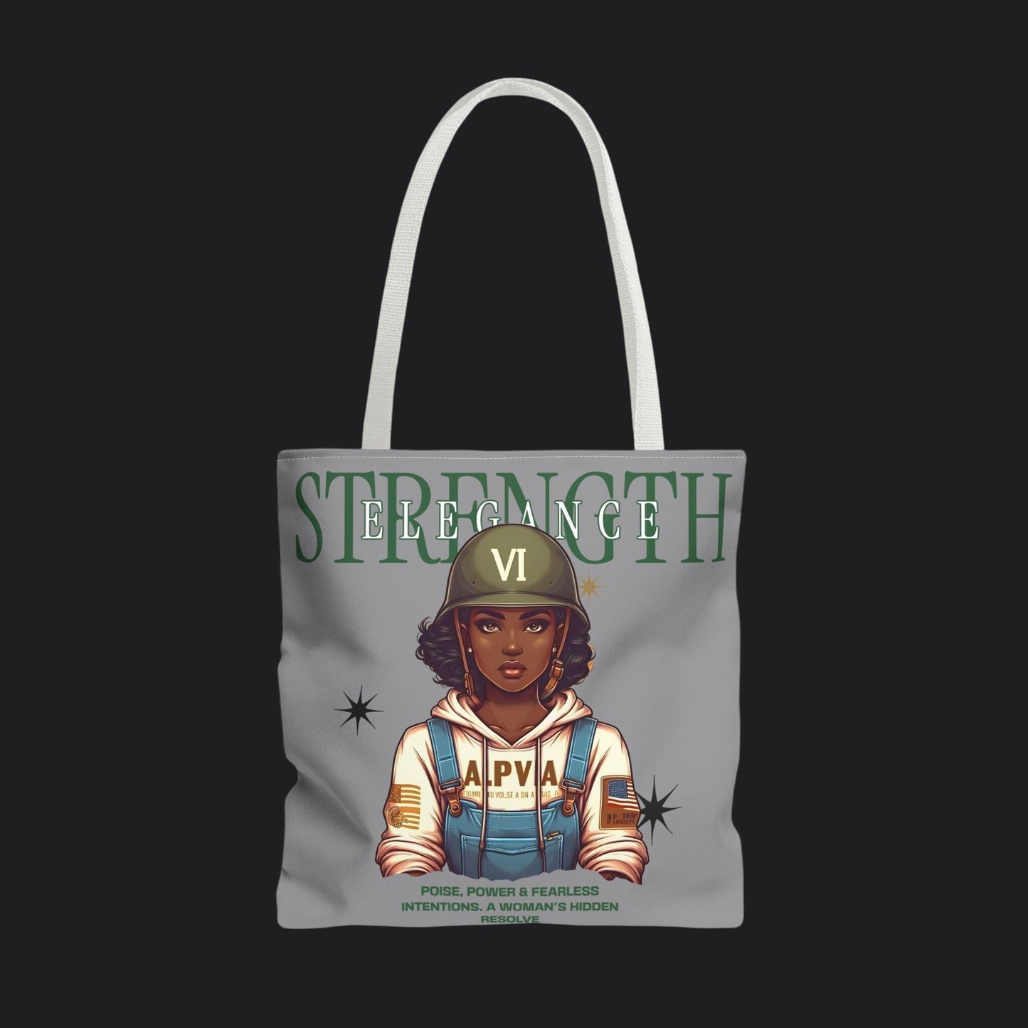 Strength and Elegance Heritage Edition Tote Bag — Military Women Veteran Canvas Bag
