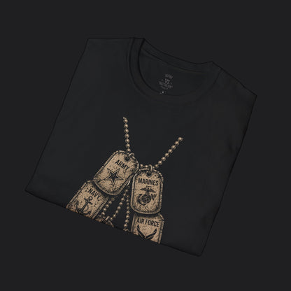 United We Served Dog Tag Tee — All Military Branches Veteran T-Shirt