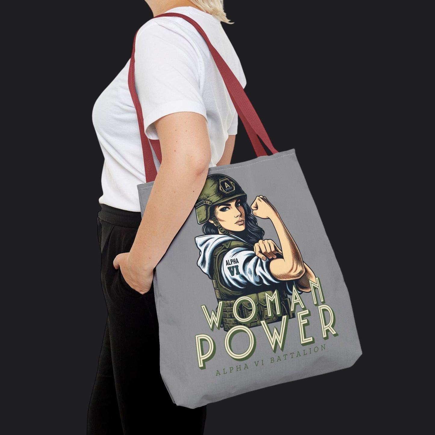 Rosie the Riveter Tote Bag — Women's Empowerment Military Canvas Bag