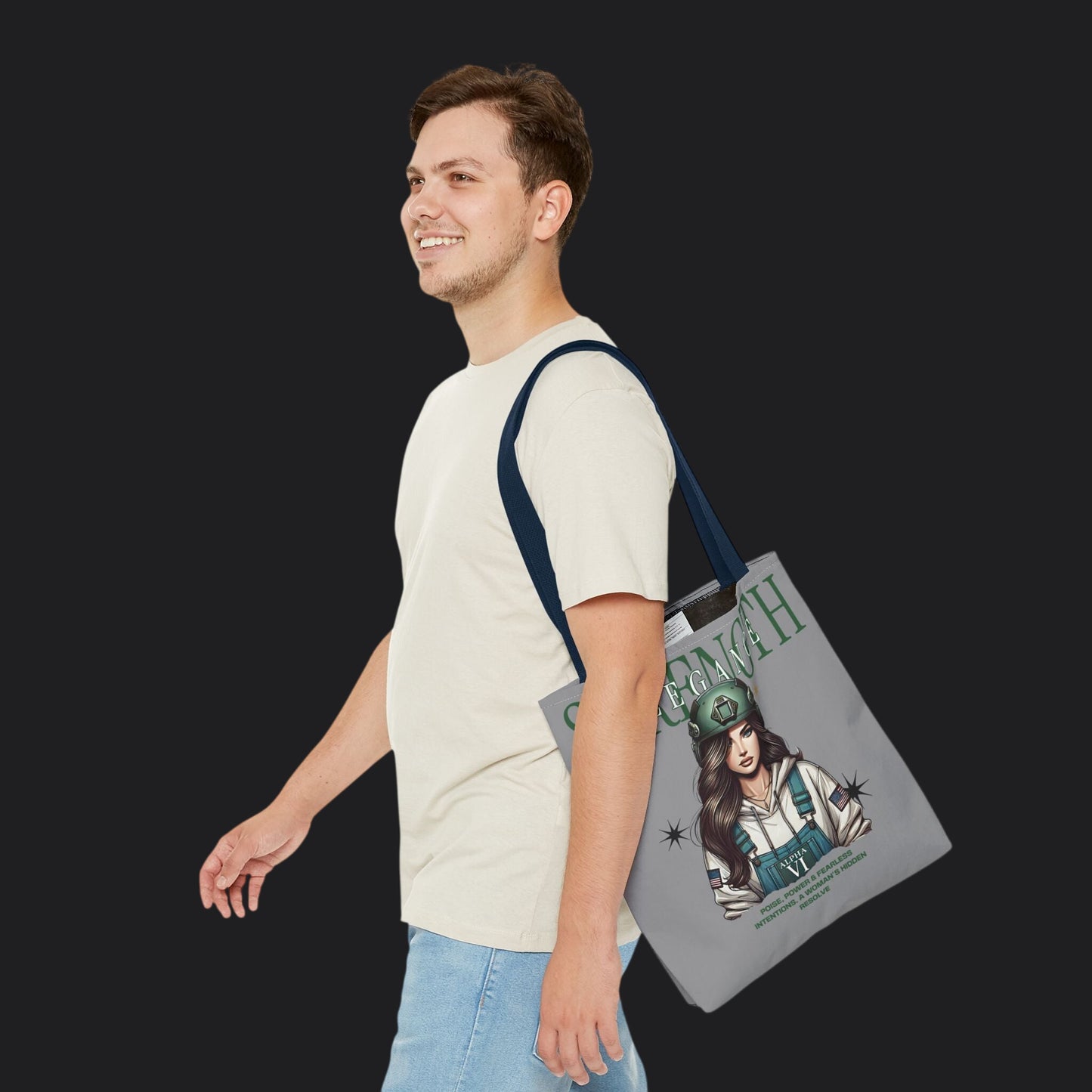 Strength and Elegance Tote Bag — Military Women Veteran Gift Canvas Bag