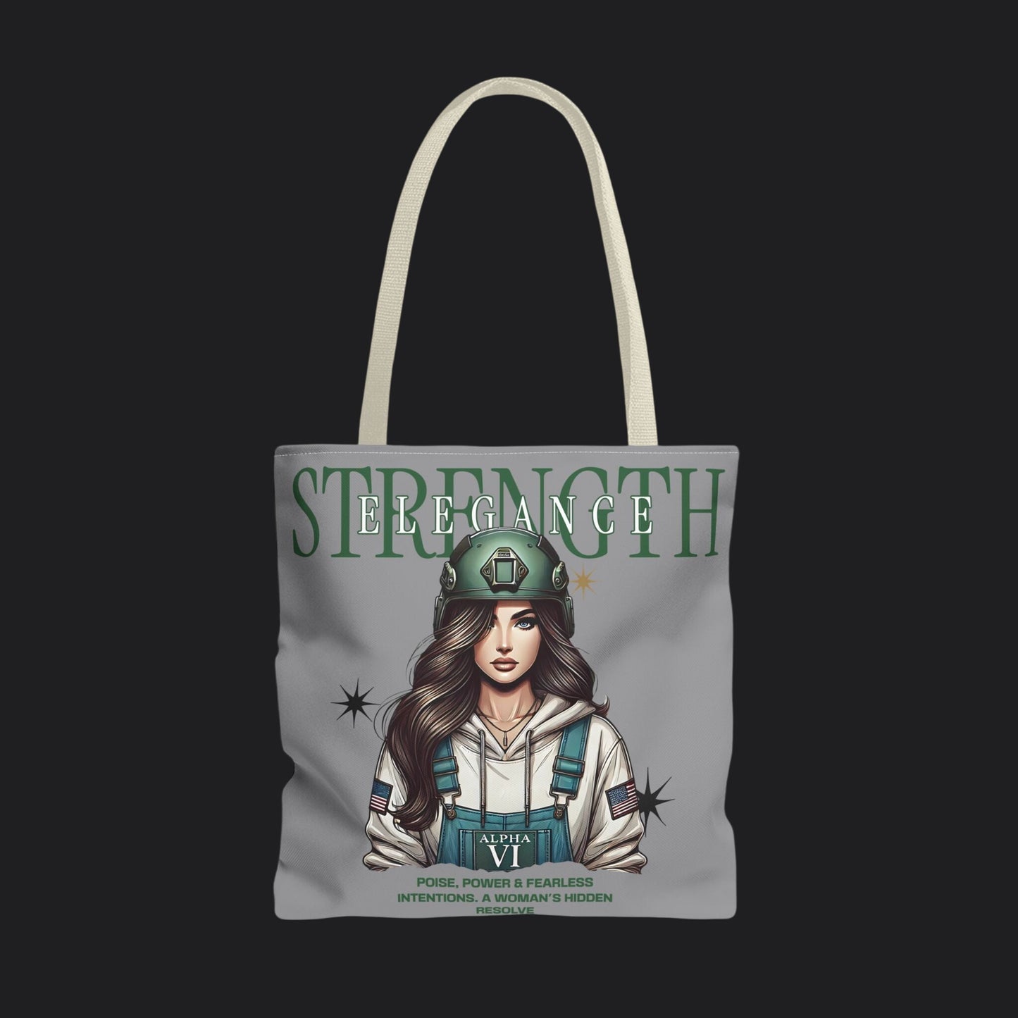 Strength and Elegance Tote Bag — Military Women Veteran Gift Canvas Bag