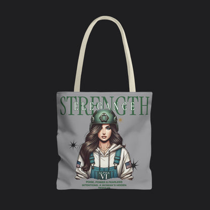 Strength and Elegance Tote Bag — Military Women Veteran Gift Canvas Bag