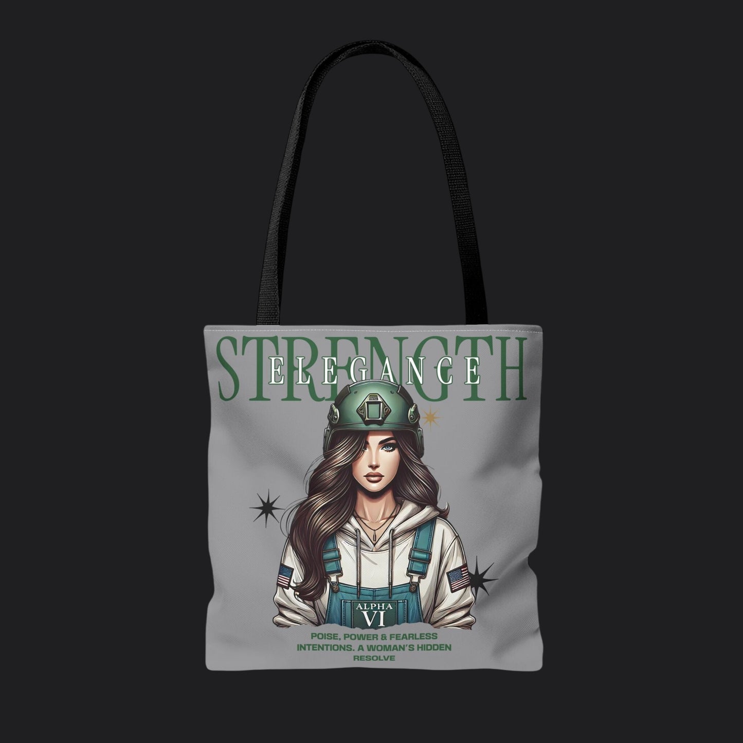 Strength and Elegance Tote Bag — Military Women Veteran Gift Canvas Bag