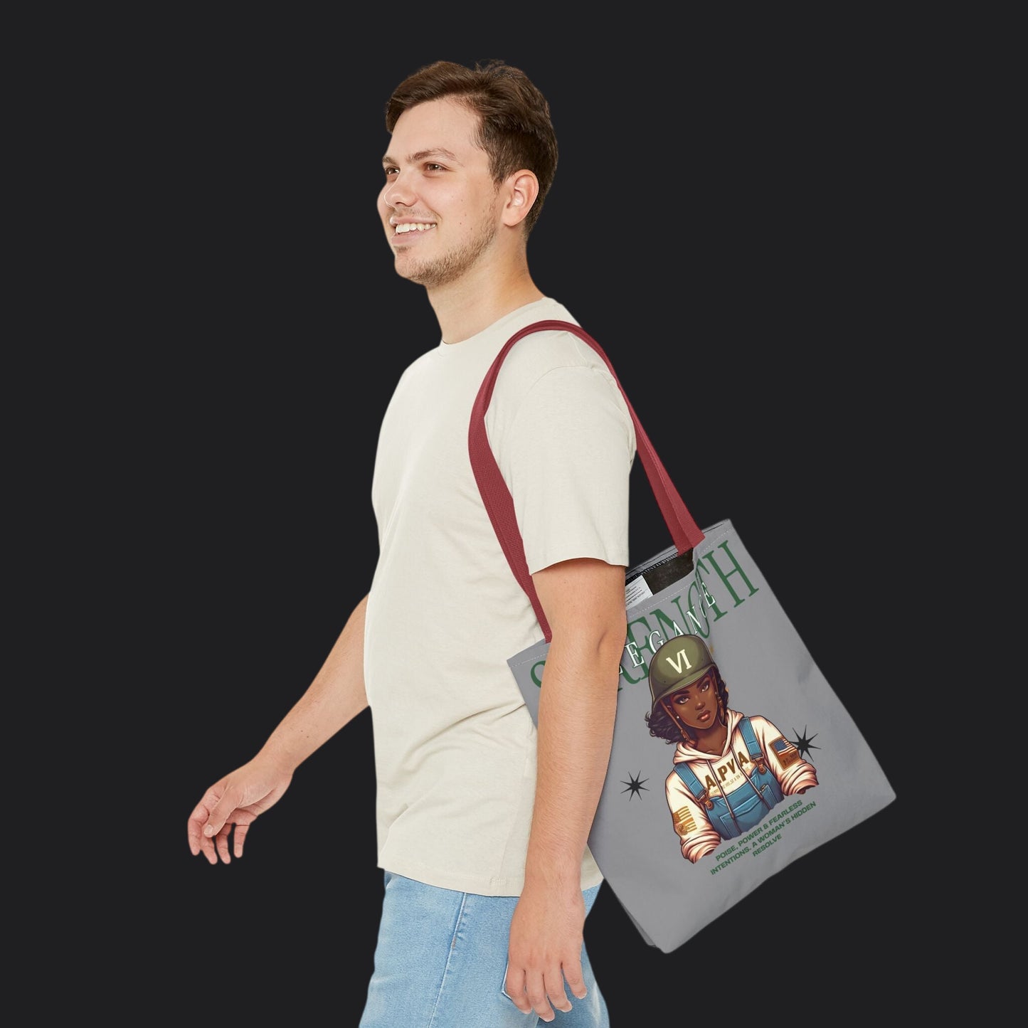Strength and Elegance Heritage Edition Tote Bag — Military Women Veteran Canvas Bag