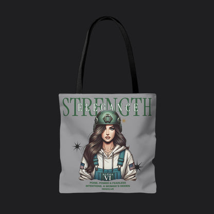 Strength and Elegance Tote Bag — Military Women Veteran Gift Canvas Bag