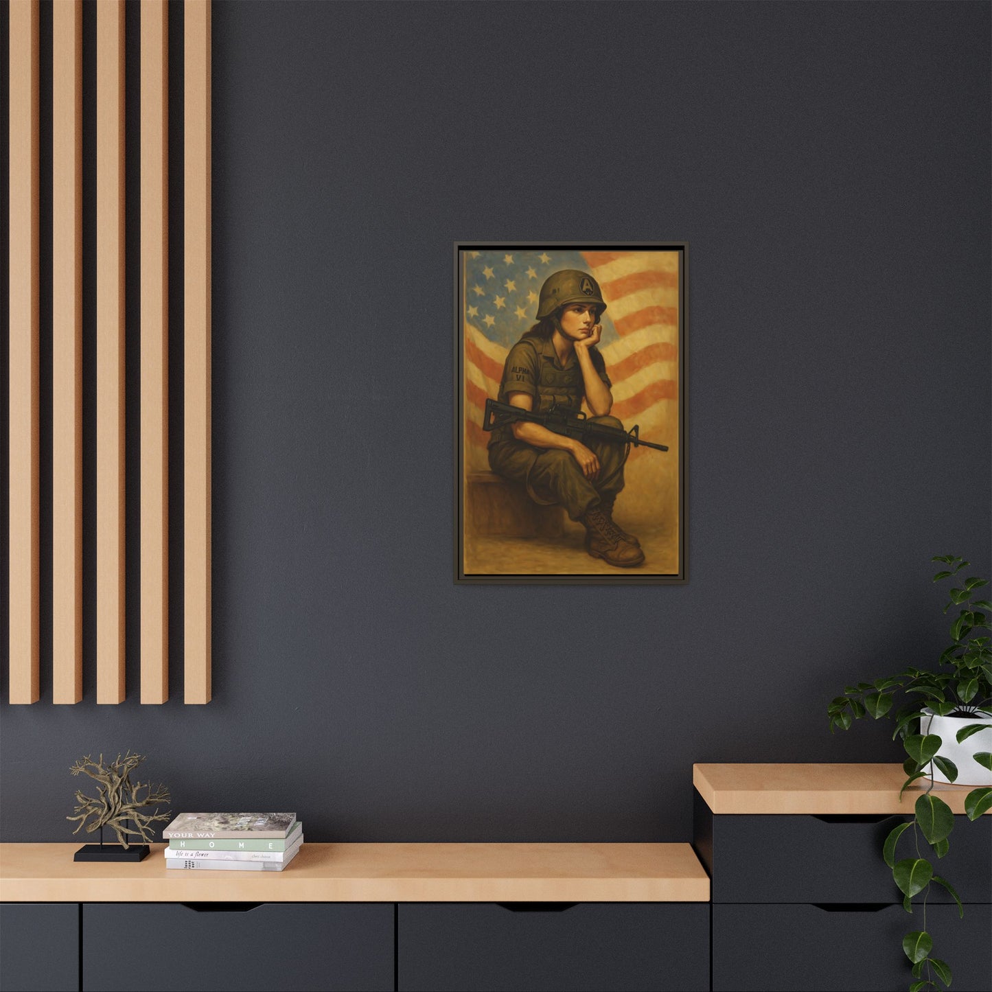 Waiting Warrior Framed Canvas