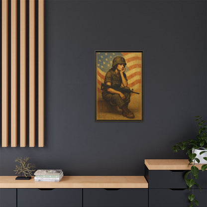 Waiting Warrior Framed Canvas