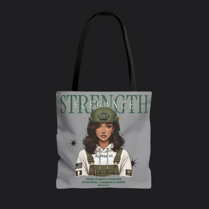 Strength and Elegance Spirit Edition Tote Bag — Military Women Veteran Canvas Bag