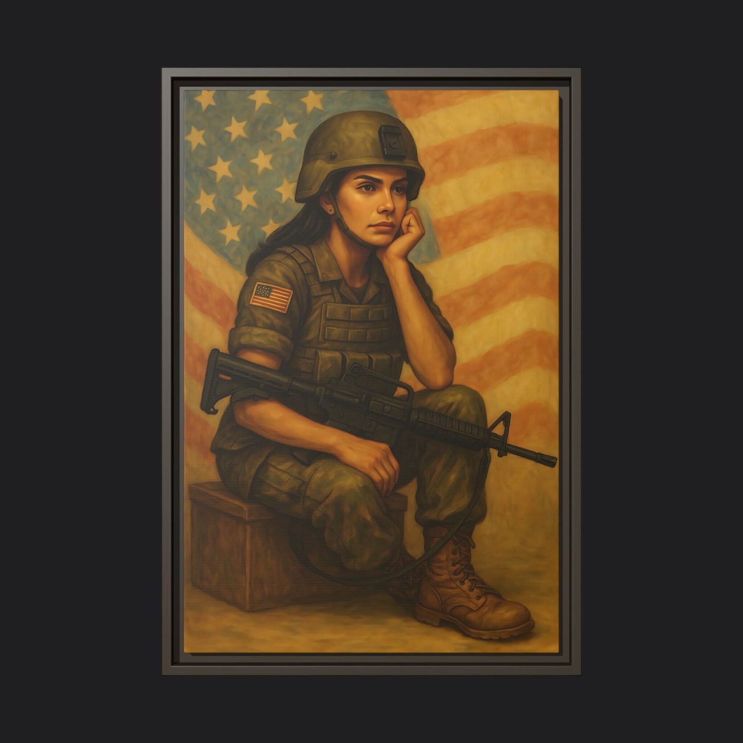 Waiting Warrior – Spirit Edition Framed Canvas