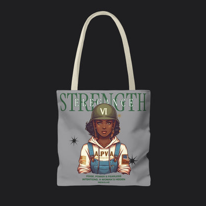 Strength and Elegance Heritage Edition Tote Bag — Military Women Veteran Canvas Bag