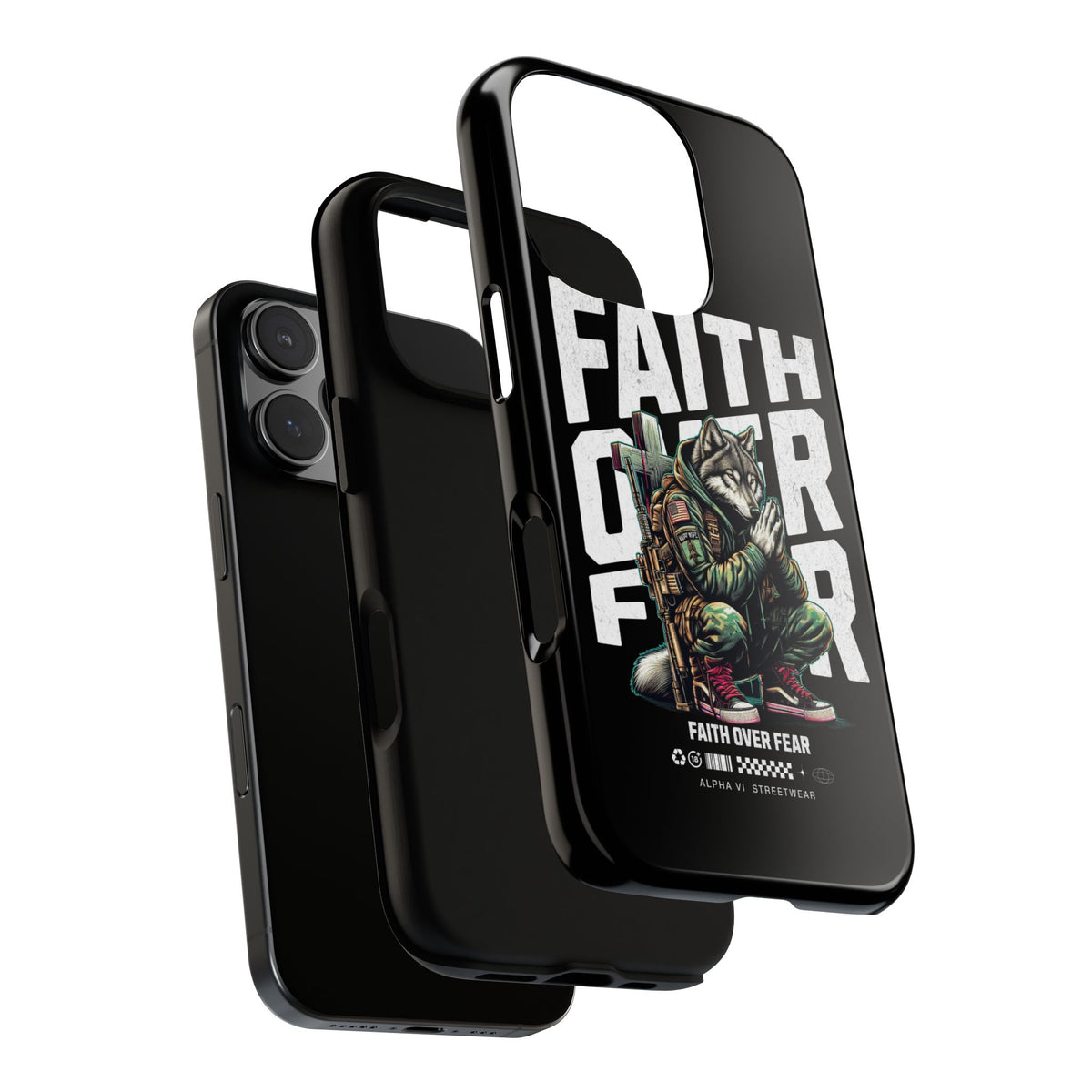 Faith Over Fear Wolf Warrior Tough Phone Case