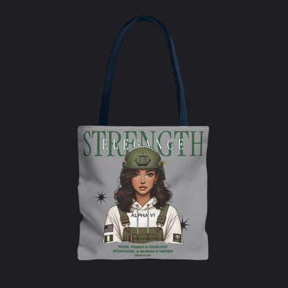 Strength and Elegance Spirit Edition Tote Bag — Military Women Veteran Canvas Bag