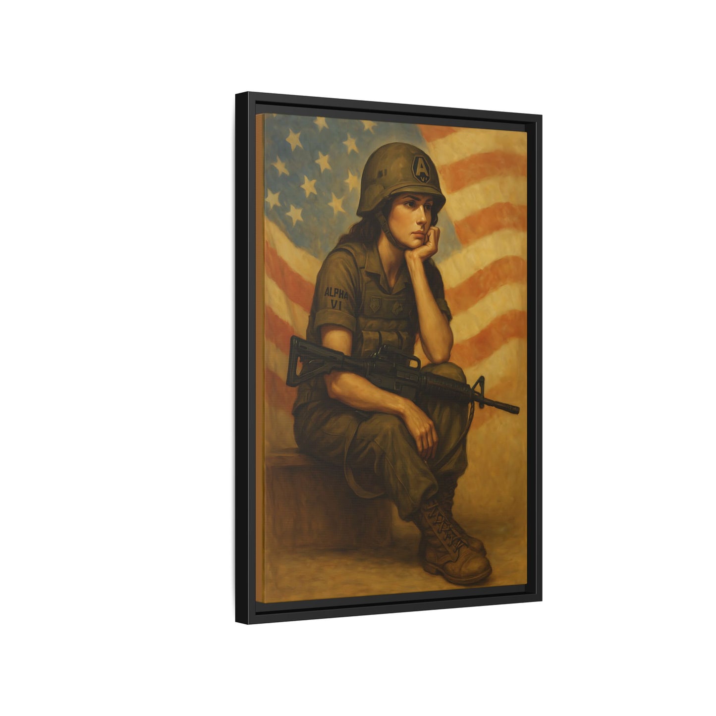 Waiting Warrior Framed Canvas