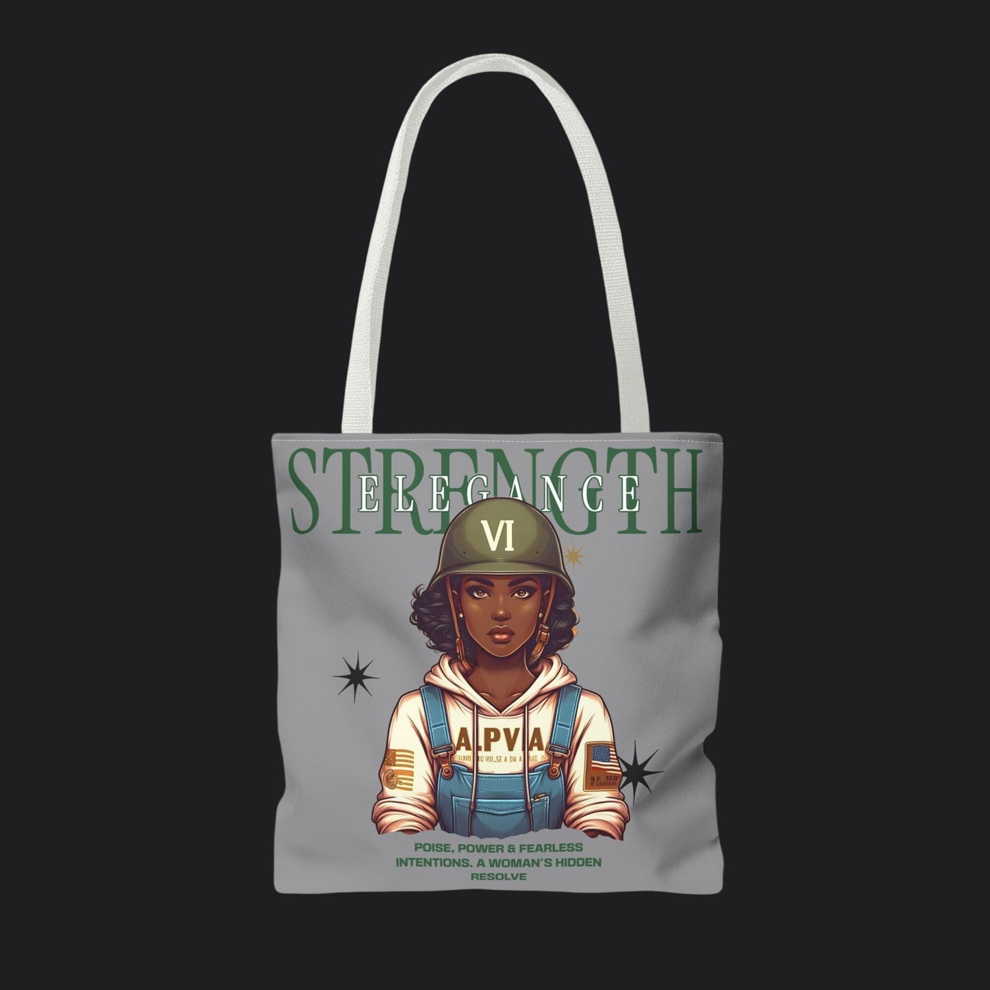 Strength and Elegance Heritage Edition Tote Bag — Military Women Veteran Canvas Bag