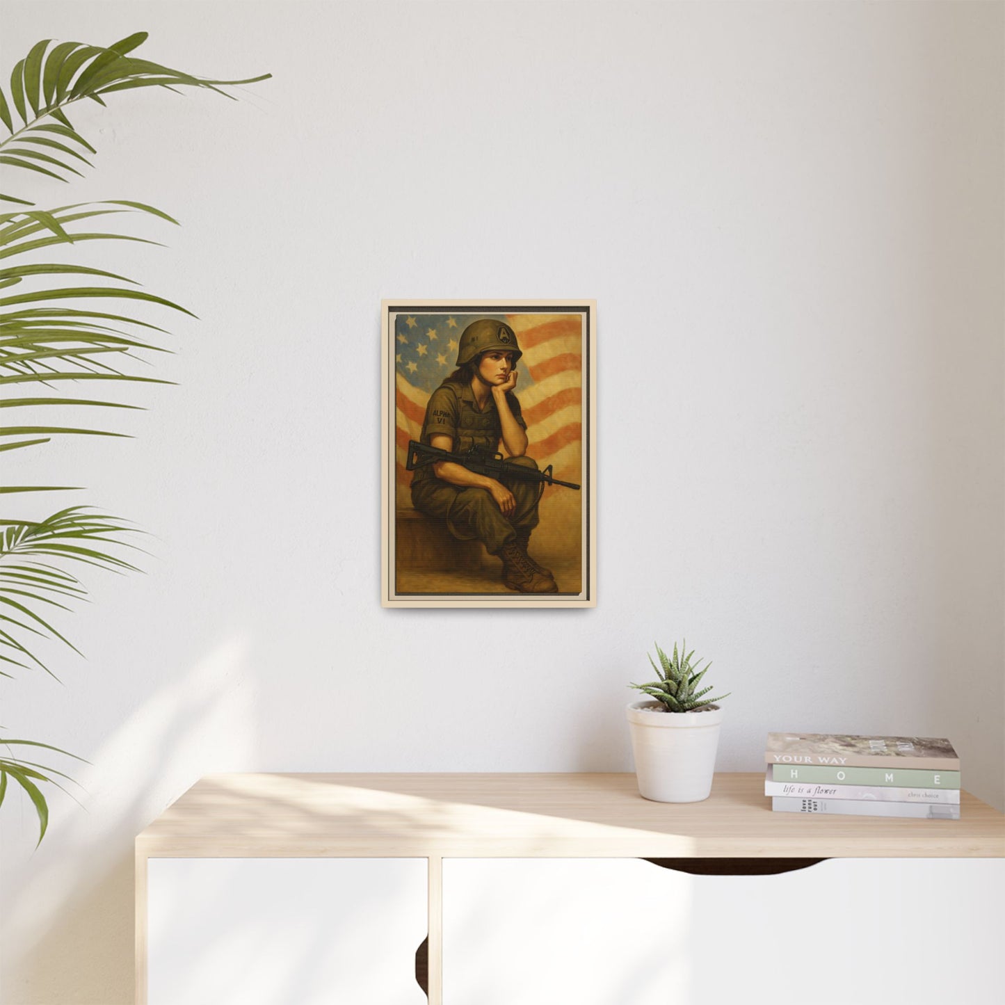 Waiting Warrior Framed Canvas