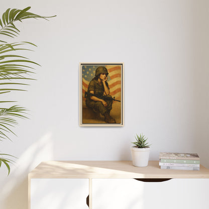 Waiting Warrior Framed Canvas