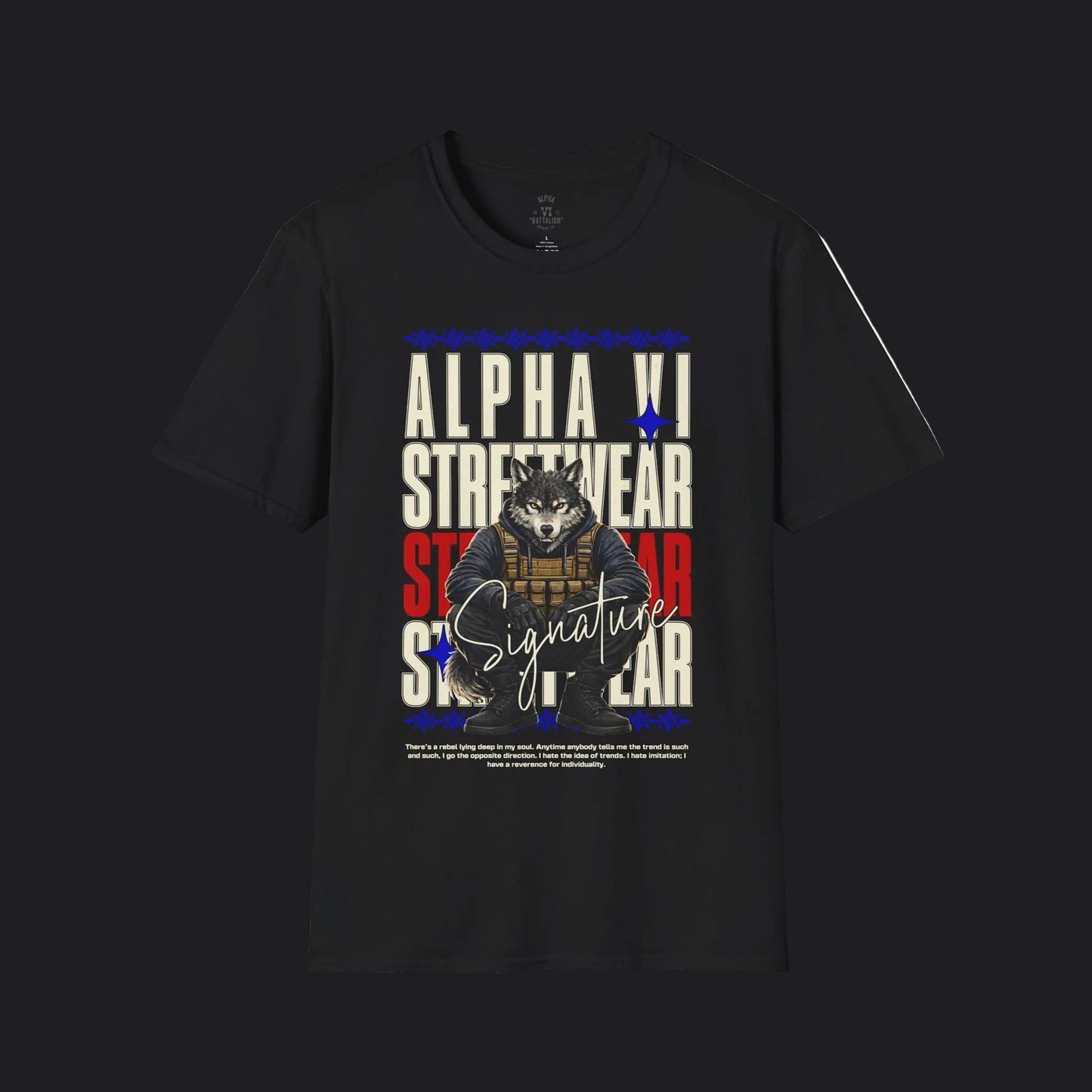 Alpha VI Streetwear Signature Tee AlphaWolf — Military Urban Veteran T-Shirt