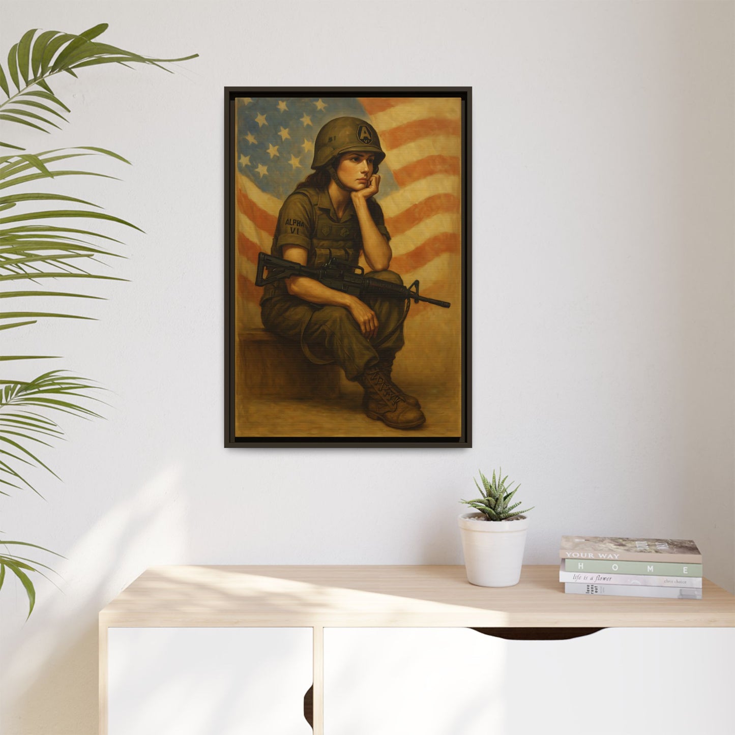 Waiting Warrior Framed Canvas