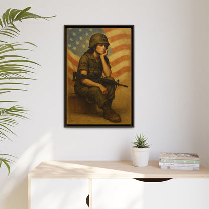 Waiting Warrior Framed Canvas