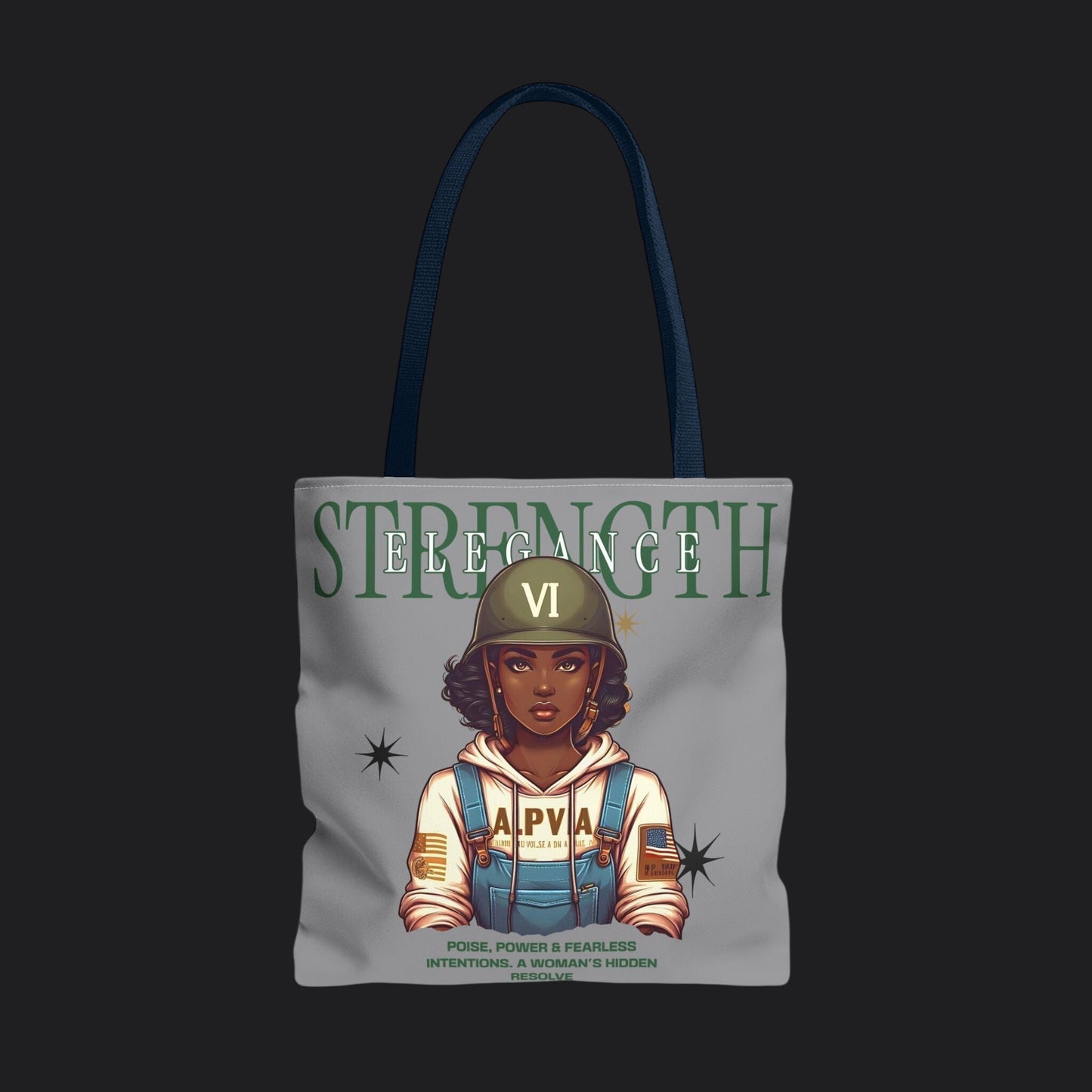 Strength and Elegance Heritage Edition Tote Bag — Military Women Veteran Canvas Bag