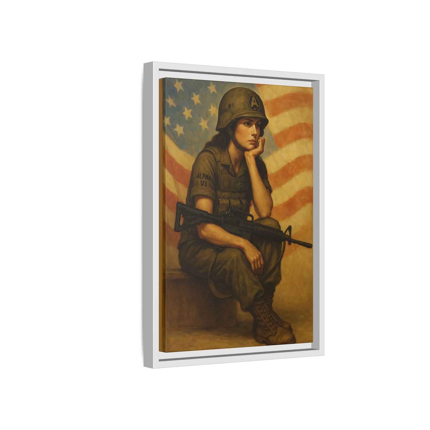Waiting Warrior Framed Canvas