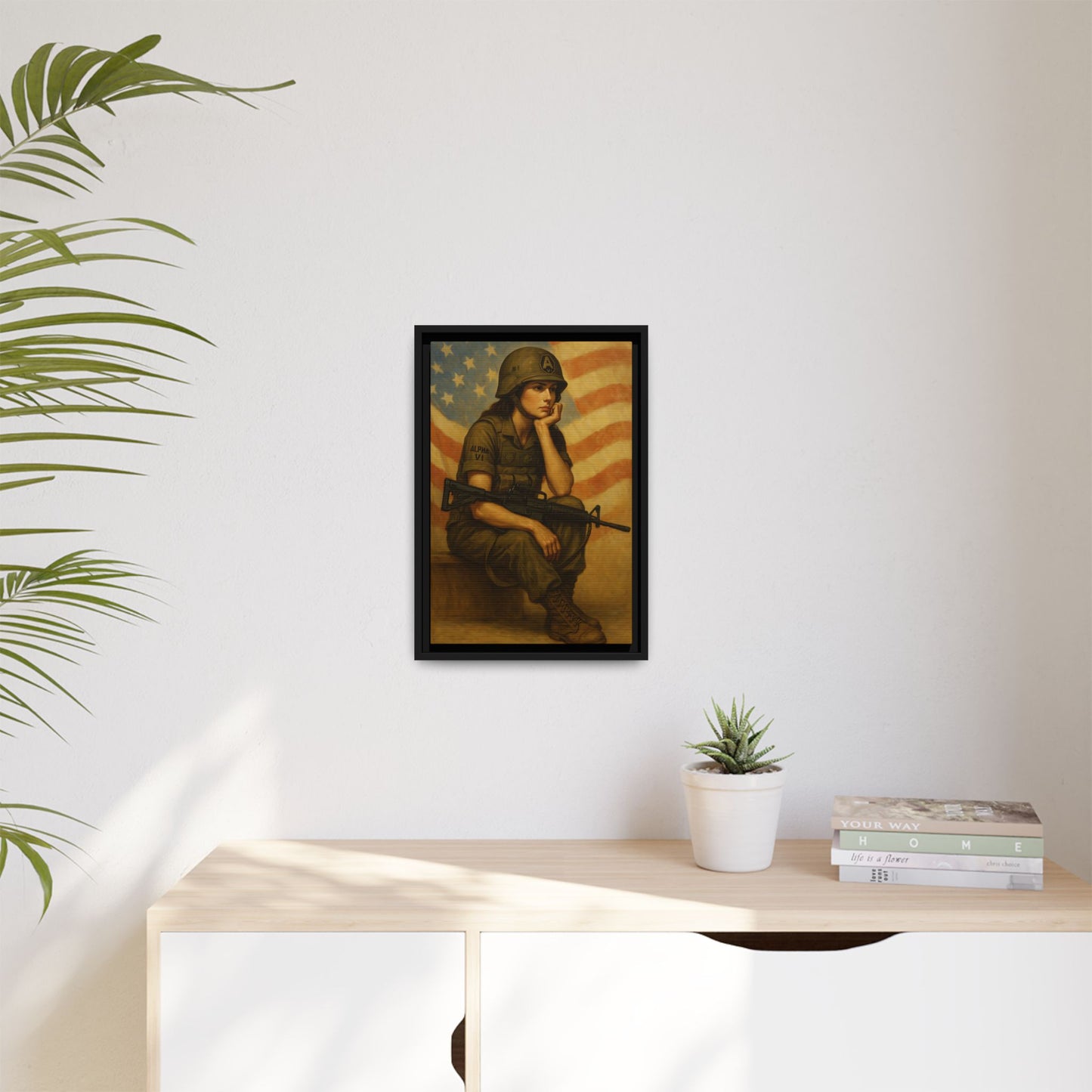 Waiting Warrior Framed Canvas