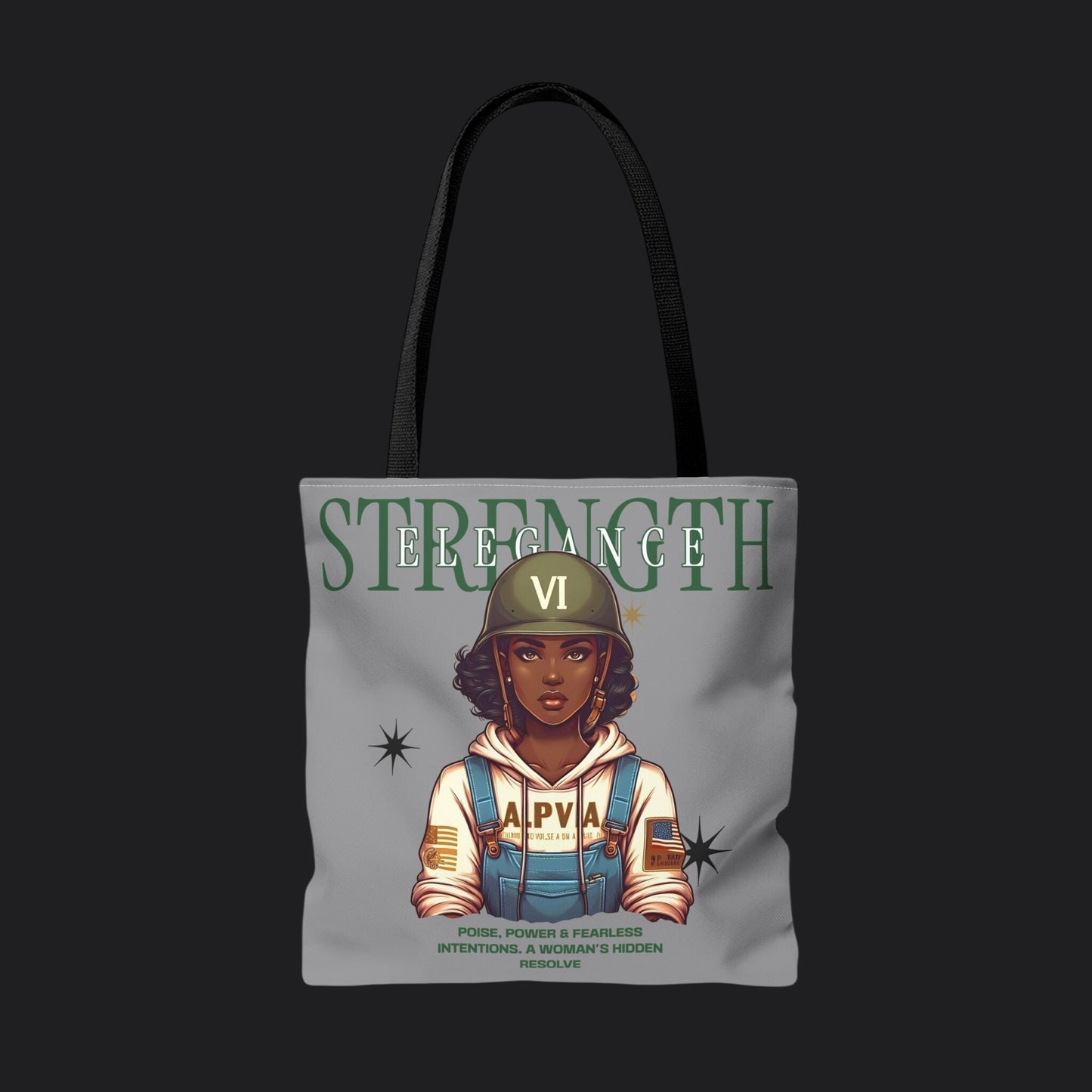 Strength and Elegance Heritage Edition Tote Bag — Military Women Veteran Canvas Bag