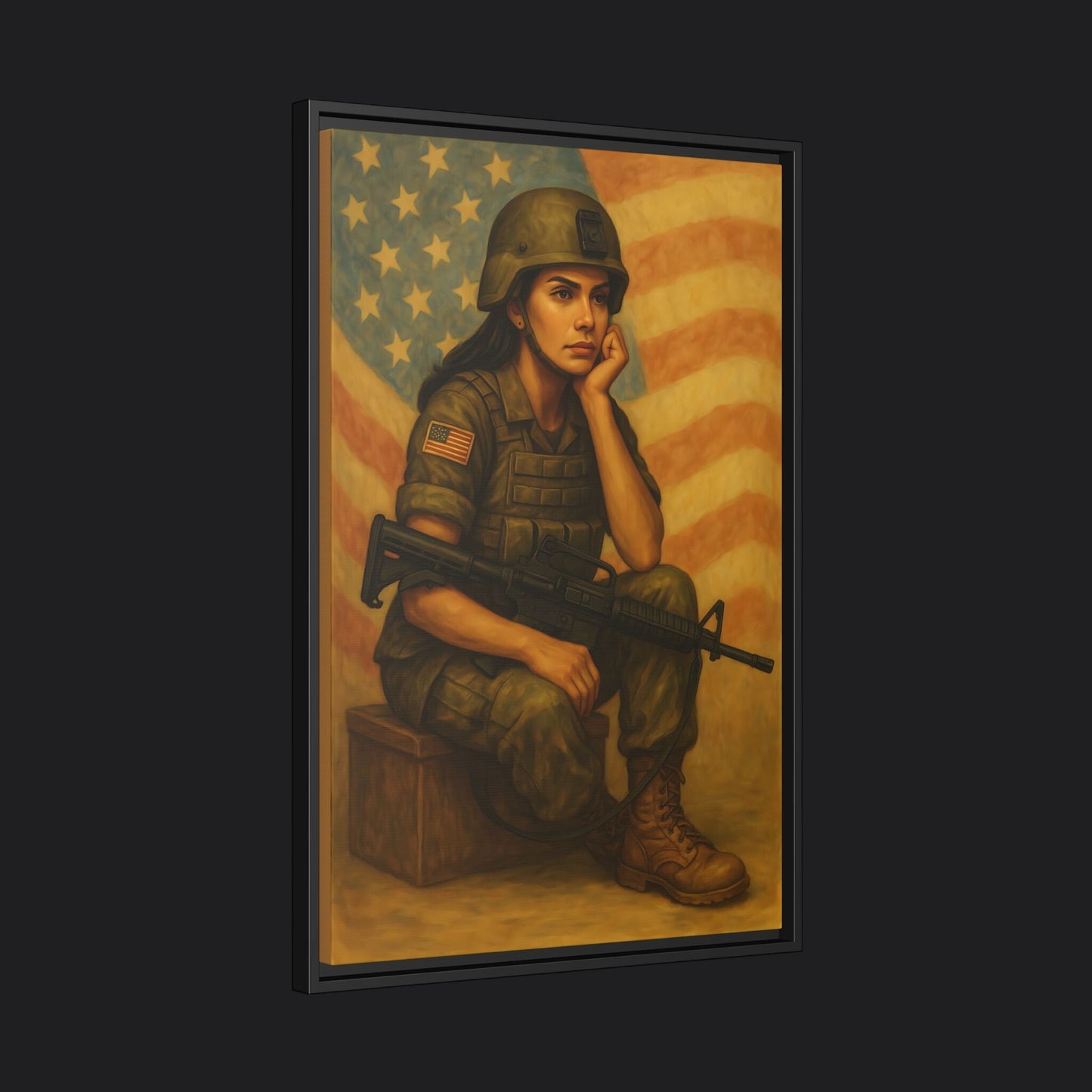Waiting Warrior – Spirit Edition Framed Canvas