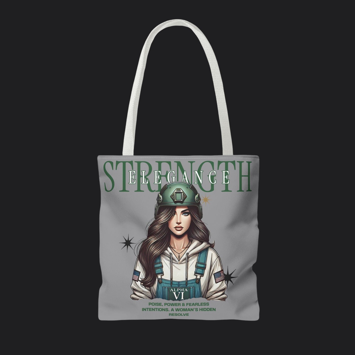 Strength and Elegance Tote Bag — Military Women Veteran Gift Canvas Bag