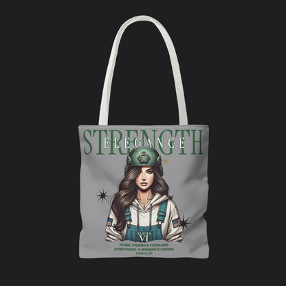 Strength and Elegance Tote Bag — Military Women Veteran Gift Canvas Bag