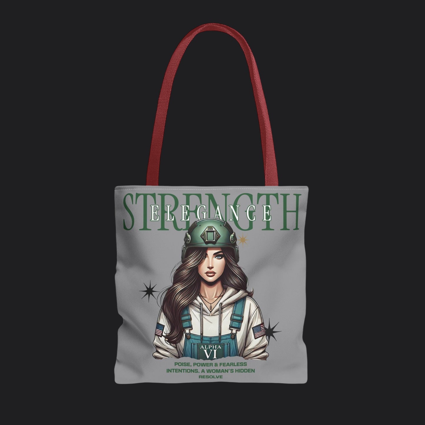 Strength and Elegance Tote Bag — Military Women Veteran Gift Canvas Bag