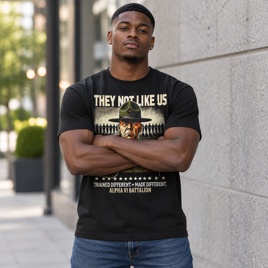 They Not Like Us Men's Edition Tee worn by a model