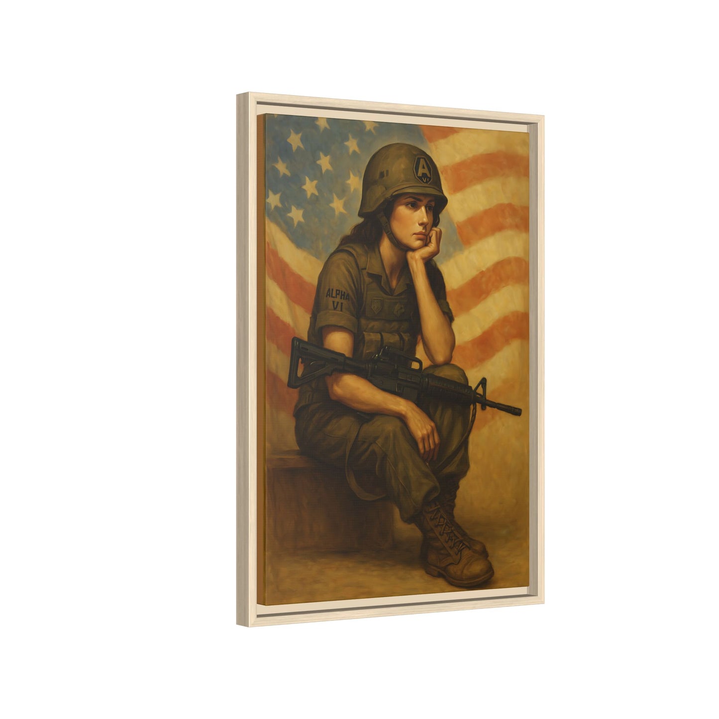 Waiting Warrior Framed Canvas
