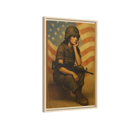 Waiting Warrior Framed Canvas
