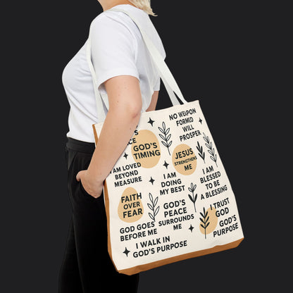 Faith Over Fear Christian Affirmation Tote Bag — Christian Gift Canvas Bag